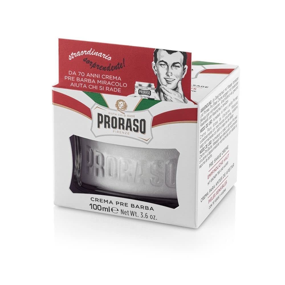 Proraso Pre-Shave Conditioning Cream for Men, Sensitive Skin Formula with Oatmeal and Green Tea, 3.6 Ounce (Pack of 1)